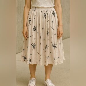 Vintage French Vanilla Geometric Print MIDI Skirt M